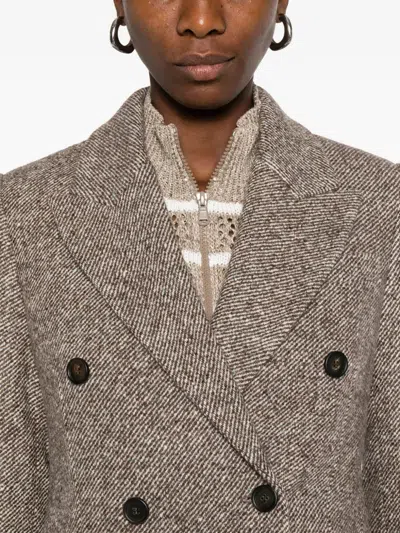 Brunello Cucinelli Double-breasted Wool Short Coat Clothing In Gray