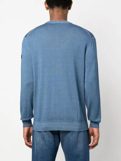 Paul & Shark Ribbed Crew Neck Sweater With Long Sleeves In Blue