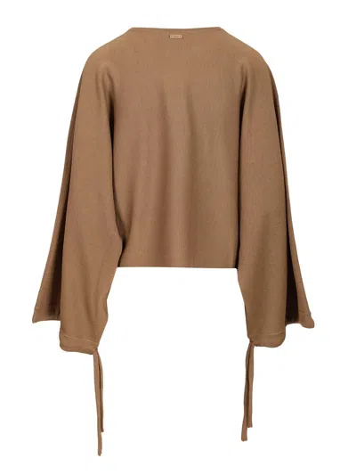Max Mara Fine Wool Yarn Sweater Knitwear Brown In Gray
