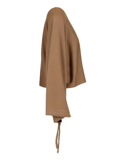 Max Mara Fine Wool Yarn Sweater Knitwear Brown In Gray