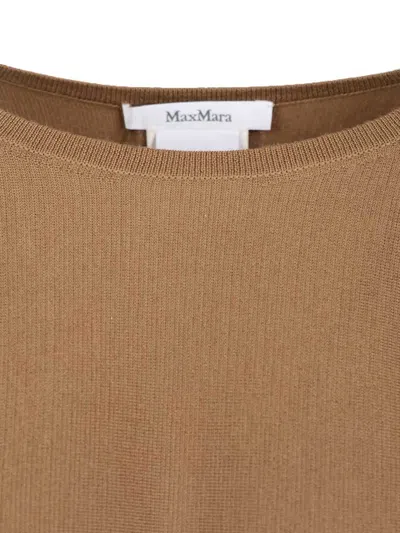 Max Mara Fine Wool Yarn Sweater Knitwear Brown In Gray