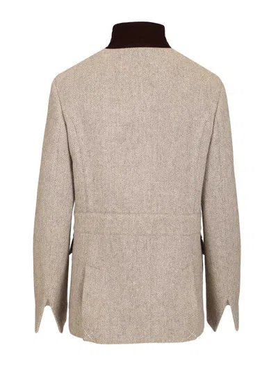 Fay Giacca Monopetto Collo In Piedi Jackets Beige In Brown