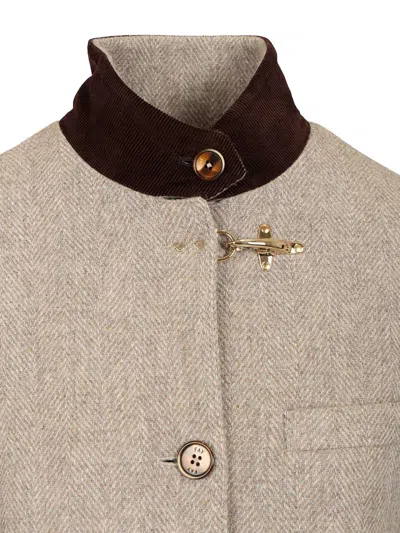 Fay Giacca Monopetto Collo In Piedi Jackets Beige In Brown