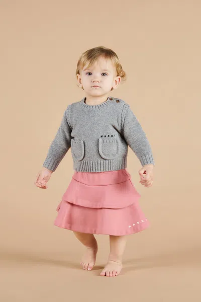 Marni Fleece Short Flounced Skirt In Pink