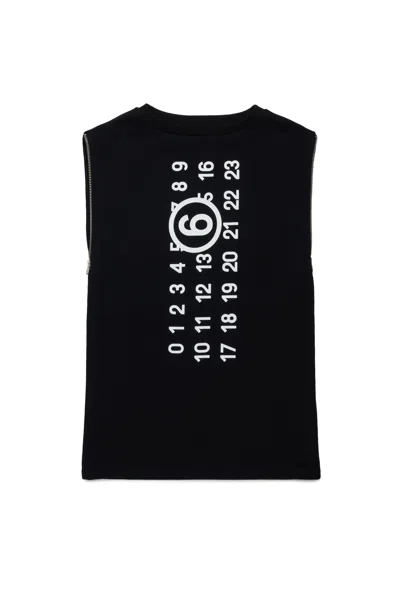 Mm6 Maison Margiela Abito Corto In Felpa Con Maxi Logo In Black