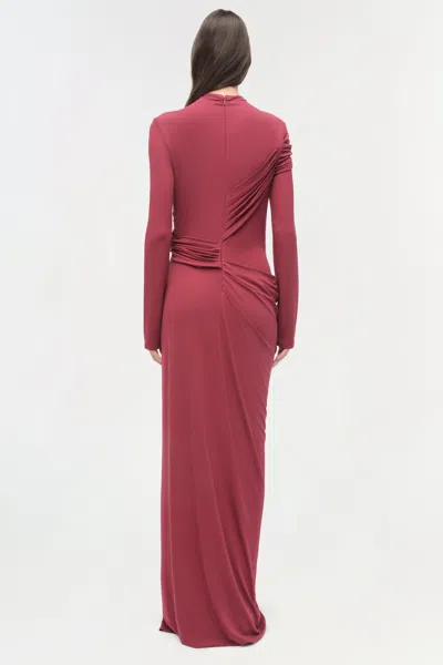 Simkhai Women's Izadora Embellished Jersey Midi Long Sleeve Dress In Cranberry In Red