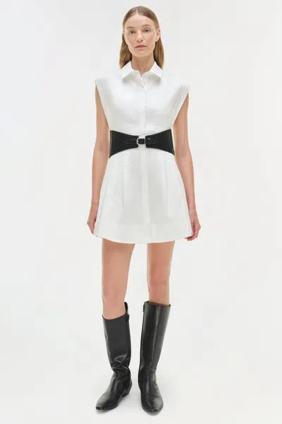 Simkhai Adler Belted Cotton Mini Dress In White In White
