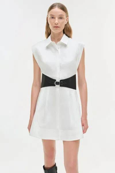 Simkhai Adler Belted Cotton Mini Dress In White In White