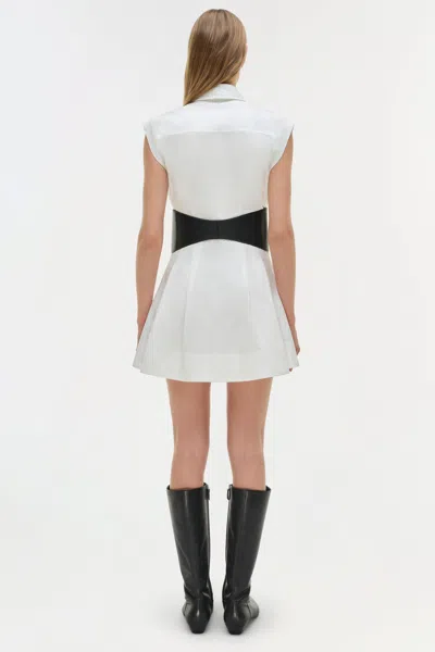 Simkhai Adler Belted Cotton Mini Dress In White In White