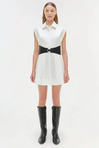 Simkhai Adler Belted Cotton Mini Dress In White In White