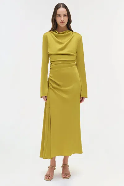 Simkhai Women's Odessa Satin Midi Dress In Pear In Yellow