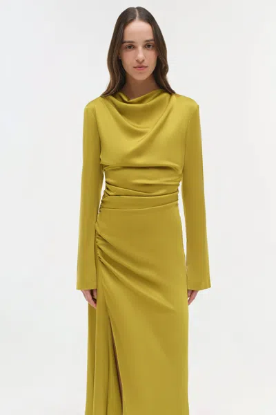 Simkhai Women's Odessa Satin Midi Dress In Pear In Yellow