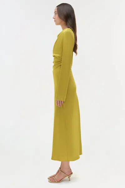 Simkhai Women's Odessa Satin Midi Dress In Pear In Yellow