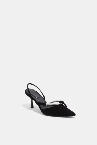 Simkhai Women's Love Knot Suede Slingback In Black Silver In Black