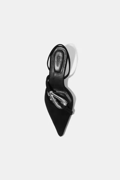 Simkhai Women's Love Knot Suede Slingback In Black Silver In Black