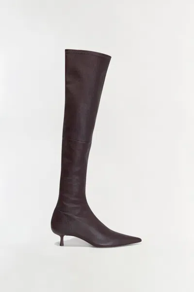 Simkhai Joni Stretch Leather Over-the-knee Boots Hickory In Brown