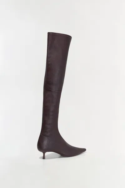 Simkhai Joni Stretch Leather Over-the-knee Boots Hickory In Brown