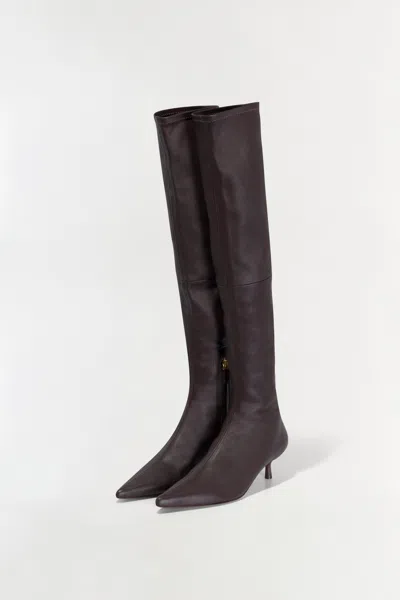Simkhai Joni Stretch Leather Over-the-knee Boots Hickory In Brown