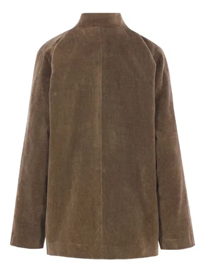 Uma Wang Toggle-fastening Velvet Jacket In Brown