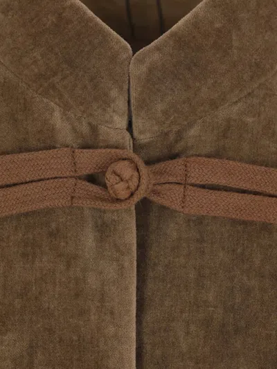 Uma Wang Toggle-fastening Velvet Jacket In Brown