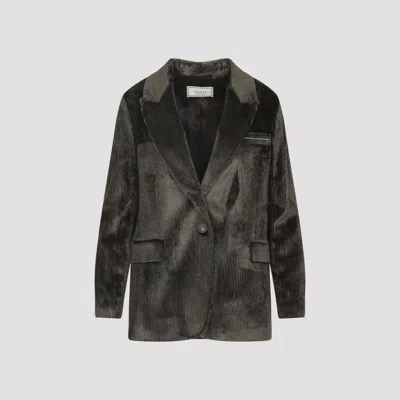 Peserico Ribbed Texture Jacket Front Pockets In Black
