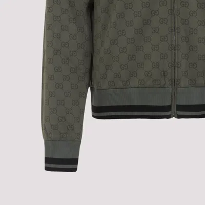 Gucci Mens New Forest Green Monogram-print Striped-trims Woven Jacket Xl In Green