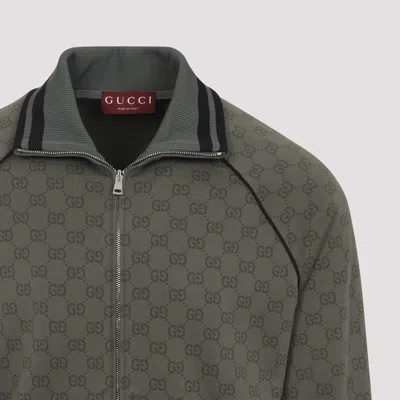Gucci Mens New Forest Green Monogram-print Striped-trims Woven Jacket Xl In Green