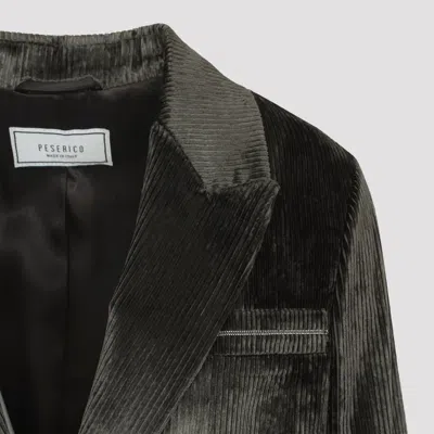 Peserico Ribbed Texture Jacket Front Pockets In Black