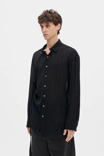Ann Demeulemeester Randolf Dobby Stripe Shirt With Adjustable Strap In Black