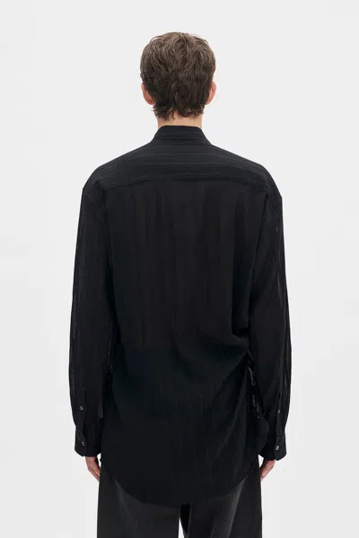 Ann Demeulemeester Randolf Dobby Stripe Shirt With Adjustable Strap In Black