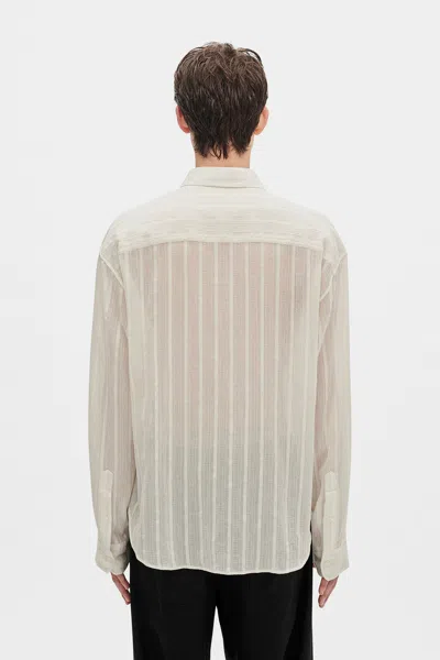 Ann Demeulemeester Isak Twisted Light Dobby Stripe Shirt In Black