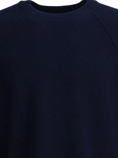 C.p. Company Crewneck Sweater With Arm Pocket And Raglan Sleeves In Blue