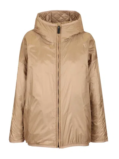 Max Mara The Cube Leo Quilted Short Hooded Jacket Coats Beige In Neutral