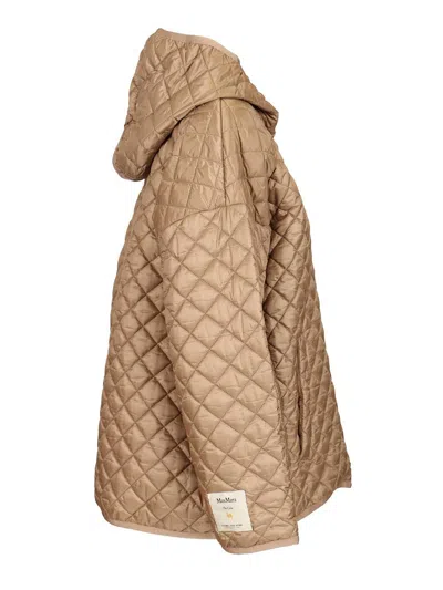 Max Mara The Cube Leo Quilted Short Hooded Jacket Coats Beige In Neutral