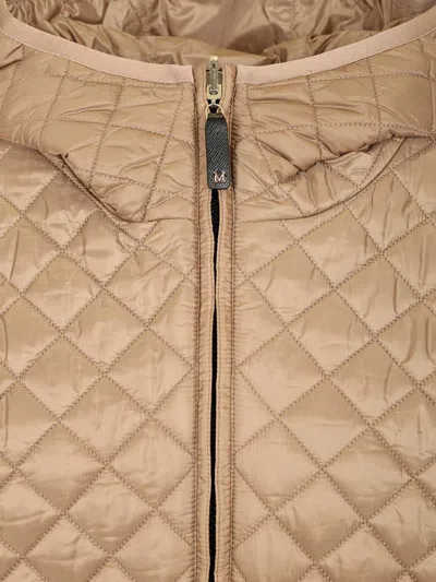 Max Mara The Cube Leo Quilted Short Hooded Jacket Coats Beige In Neutral