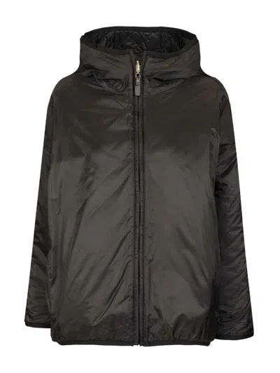 Max Mara The Cube Leo Quilted Short Hooded Jacket Coats Black In Black