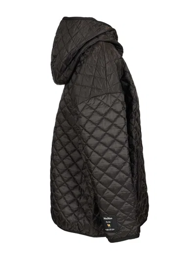 Max Mara The Cube Leo Quilted Short Hooded Jacket Coats Black In Black