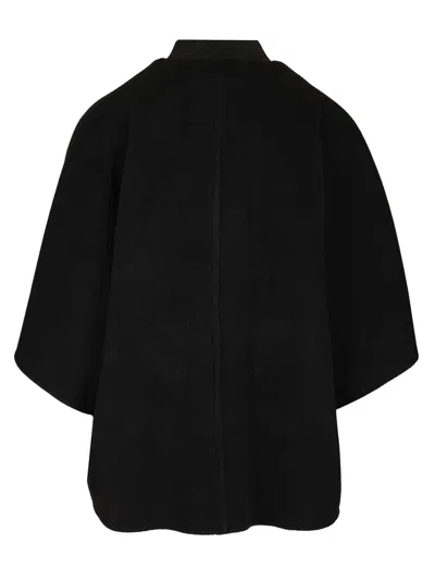 Max Mara 'leticia' Cape With High Collar And Side Pockets In Black