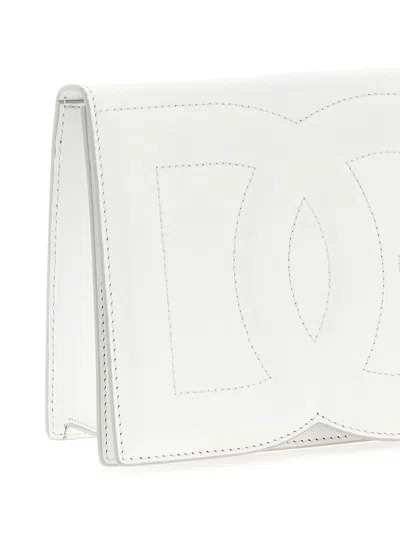 Dolce & Gabbana Quilted Calfskin Leather Crossbody Bag With Adjustable Strap In White