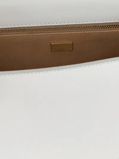 Dolce & Gabbana Quilted Calfskin Leather Crossbody Bag With Adjustable Strap In White