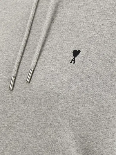 Ami Alexandre Mattiussi Embroidered Logo Hoodie With Drawstring Hood In Gray