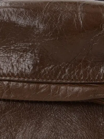 Uma Wang Logo-debossed Leather Shoulder Bag In Brown