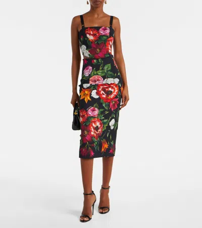 Dolce & Gabbana Flower-print Midi Skirt In Multi