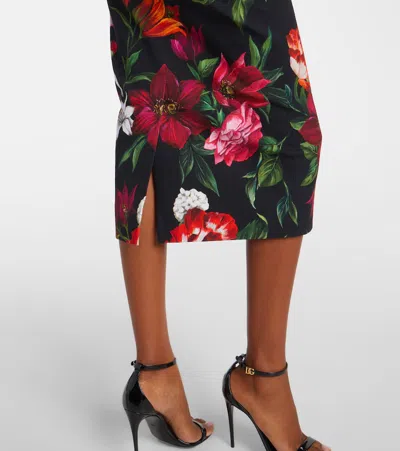 Dolce & Gabbana Flower-print Midi Skirt In Multi