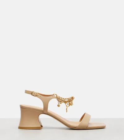 Chloé 55mm Charm-embellished Block-heel Sandals In Neutral