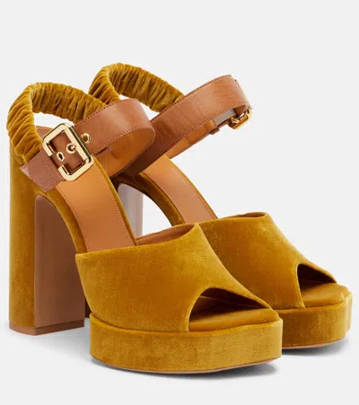 Chloé Chloe' Women Aria Velvet Sandals In Gold