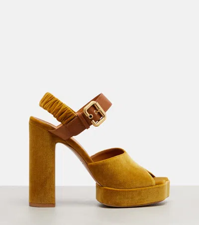 Chloé Chloe' Women Aria Velvet Sandals In Gold