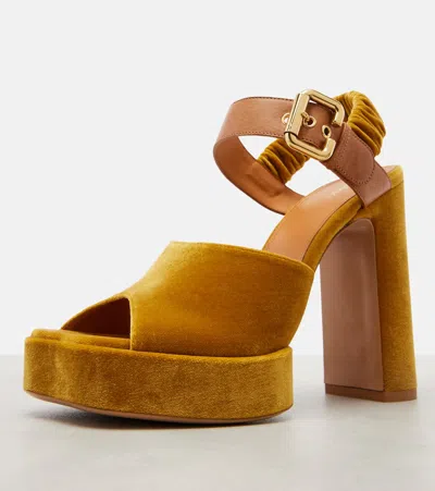 Chloé Chloe' Women Aria Velvet Sandals In Gold