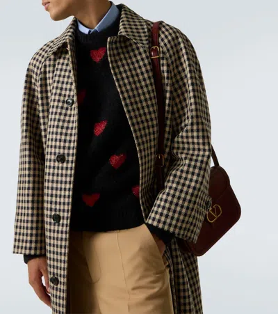 Valentino Heart Jacquard Mohair And Lurex Jumper In Black