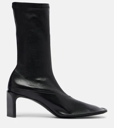 Jil Sander Trunk Leather Mid-calf Boots In Black